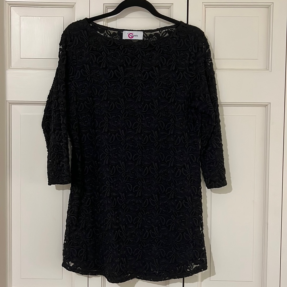 G wheels black fitted lace mini dress